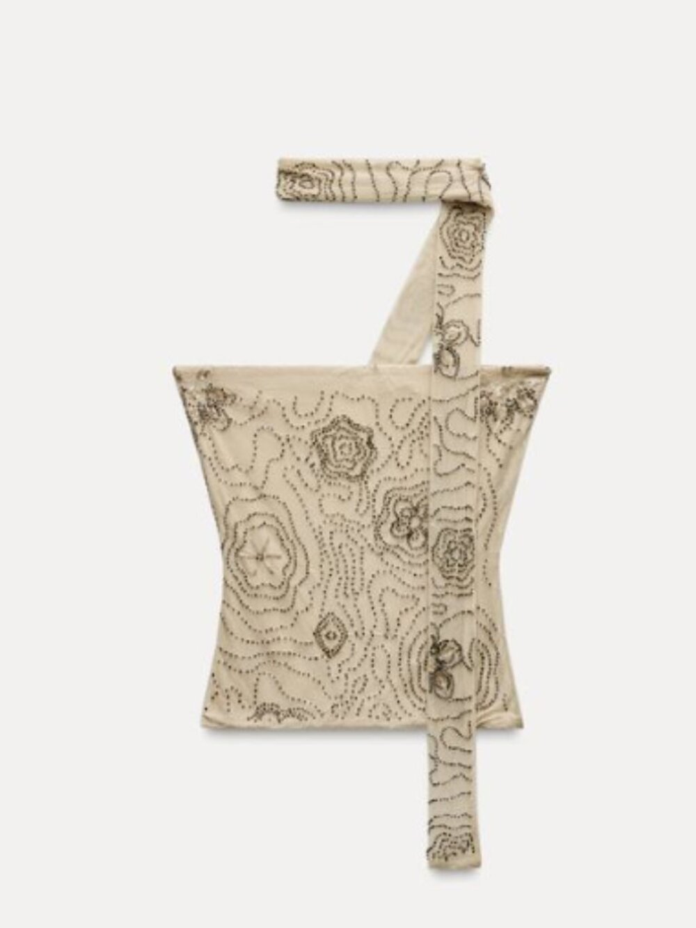 BEADED TULLE FOULARD TOP